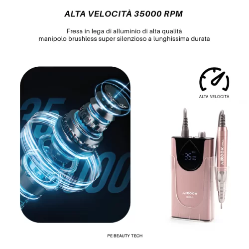 Fresa per Unghie Professionale Portatile Clelia 45W Pink - Senza Filo